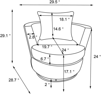 Swivel Accent Chair, Upholstered Round Barrel Chair, No Noise 360 Degree Swivel Metal Base, Reversible Seat Cushion Armchair for Living Room Bedroom Waiting Room Office Beige As Shown