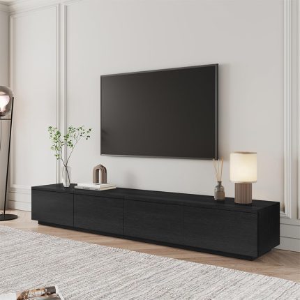 78.74" Modern Solid Wood TV Stand with Storage, Fully Assembled, Large Entertainment Center 4 Drawers, TV Media Console Living Room TV Stand Black