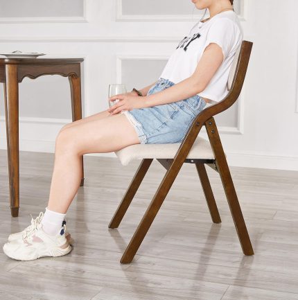 Modern Folding Chairs Folding Dining Room Chairs Set of 2, 18" Seat Height, Taupe