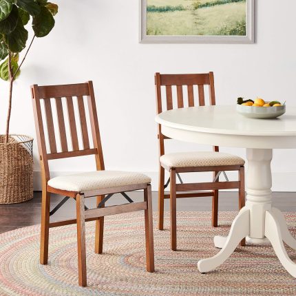 Arts and Craft Folding Chair Fruitwood Finish, (Set of 2) , 22.5 in x 17 in x 35.5 in